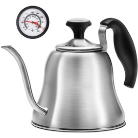 Chefbar Tea Kettle with Thermometer for Stove Top Gooseneck Kettle, Small Pour Over Coffee Kettle, Goose Neck Tea Pot Stovetop Teapot, Hot Water Heater for Camping, Home & Kitchen, Stainless Steel