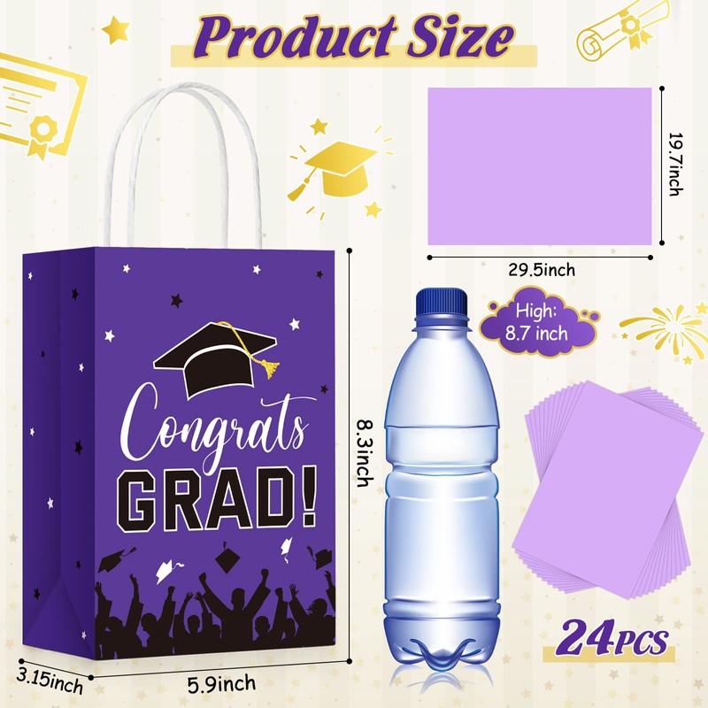 Colarr 24 Pcs Graduation Gift Bags with Tissue Paper 2024