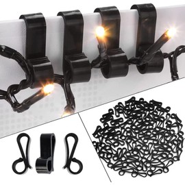 Vikdio 60 Pcs Black Gutter Hooks for Hanging Christmas Lights, Holiday Lights Clips Mount to Shingles, Gutter Clips for Securing Outdoor Icicle Lights on Christmas Halloween Home Garden Decor