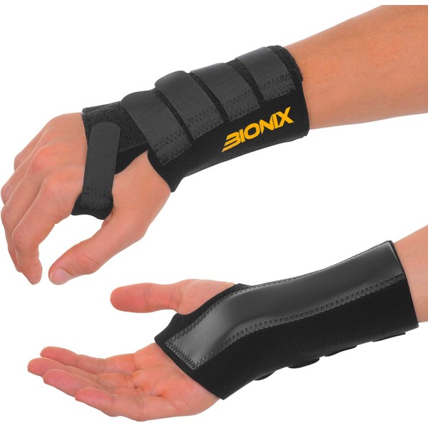 Bionix Wrist Support Brace - Relieves Wrist Pain - Carpal Tunnel Splint, Tendonitis, RSI, and Sprain - Wrist Brace Right & Left Hand For Men Women (Black Right Small)