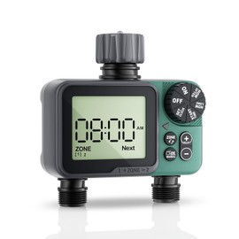 Sprinkler Timer, 2 Zone Water Timer with Rain Delay/Manual Watering/Automatic Irrigation Controller System