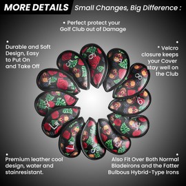Golf Club Headcovers Iron Synthetic Leather Deluxe Value 12 Pcs/Set, Golf Head Covers with Number Printed Durable Light for Men Women Universal Fit All Irons Clubs (Carmine)