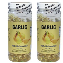 Nuhealth 2X NuHealth Garlic Oil Concentrate, 1500mg 600 Softgels, FRESH, Made In USA