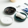 Round Self Draining Soap Dish, Small Ceramic Tray, Cute Jewelry