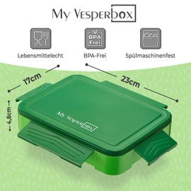 My Vesperbox – Lite - Bento Box Kinder - Lunchbox - extrem robust – Brotdose – Brotbox ideal für Kindergarten und Schule (Grün)