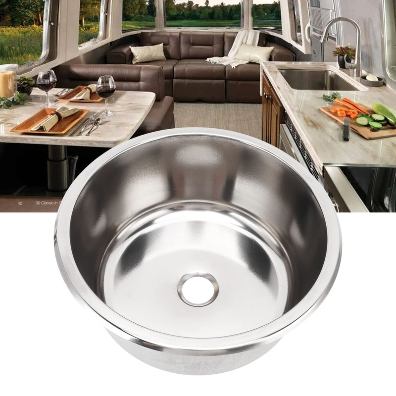 11.6x11.6x5.1in Stainless Steel Round Sink Single RV Kitchen Sink Single