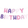 Purple Pink Happy Birthday Banner, Cute Pre-Strung Letter Banner Set