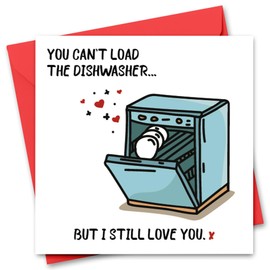 Funny Valentine's Day Card for Him or Her - Valentine's Day Card for Girlfriend, Boyfriend, Husband or Wife - Valentine's Day Card for Fiance Fiancee - Dishwasher Joke Valentine's Day Card