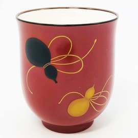 Koransha Teacup Red and Black, 3.3 inches (8.5 cm), Set of 2