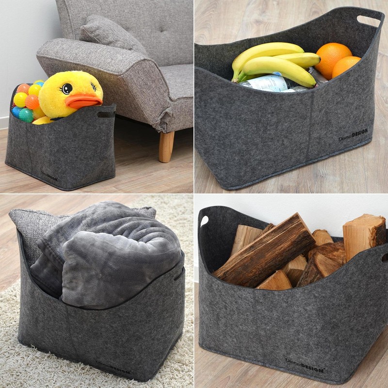 DuneDesign Artificial Felt Bag 40x25x30cm basket for firewood shopping 15KG