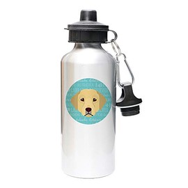 Mystic Sloth Adorable Dog Breed Design 20oz Aluminum Water Bottle with Carabiner and Choice of Lids (Silver, Yellow Labrador)