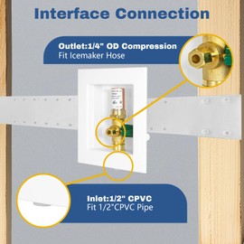 5-PACK GUOFIS Icemaker Outlet Box with 1/2" CPVC Inlet Connect, Ice Maker Box with Pre-installed 1/4-Turn Ball Valve(Copper Hammer Arrestor)