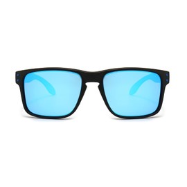 YUELUQU Polarised Sunglasses Large Frame Glasses TR90 UV400 Protection Driving Glasses Unisex Adult, Black-Blue Mirrored