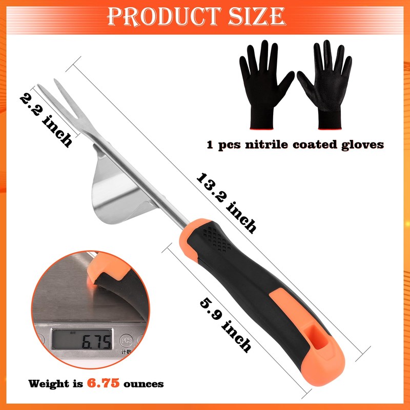 BokingOne Hand Weeder Tool - V-Shaped Stainless Durable Unique Lever