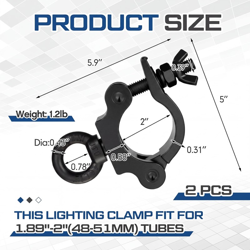 Pelopy 2 Pcs Heavy Duty 2 Inch Truss Clamp with