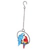 Metal Ring Double Parrot Statue Decorative Resin Perching On Branch