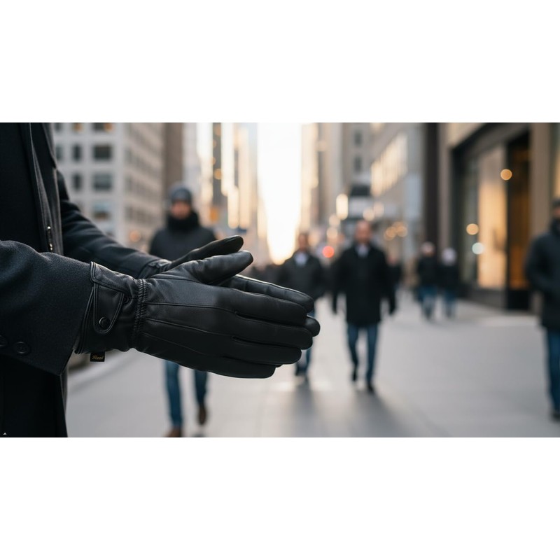 REED Men's Genuine Leather Warm Lined Driving Gloves - Touchscreen