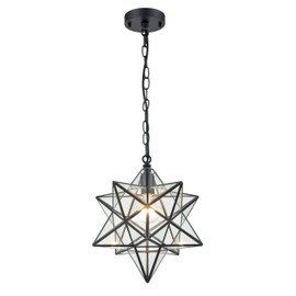16'' Large Moravian Star Pendant Light Clear Glass Hanging Star Lights on Chain