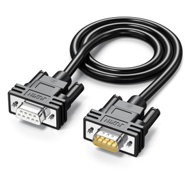 JUXINICE DB9 Male to Female Extension Cable Double Shield, D-SUB 9 pin RS232/RS485 Serial Cable 9pin 232 Serial Cable-Black -6FT