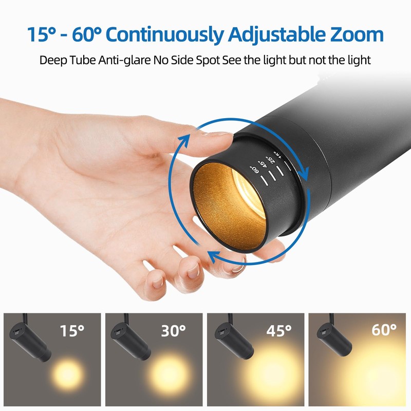 AIBISOD Zoomable LED Track Lighting Kit, 4-Light Dimmable 5-Color Ceiling