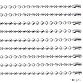 CENPEK 100pcs DIY Stainless Steel Ball Bead Chain Nickel Plated Ball Chain Necklace 2.4mm Bead Adjustable Metal Pull Chain Extension Beaded Chain with Matching Connector Jewelry Findings(15cm)