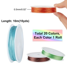PH PandaHall 20 Colors Beading String 0.5mm Bracelet Thread Braided Thread Kumihimo Thread Jewelry String for Friendship Bracelet Necklace Jewelry Making, 218 Yards