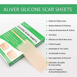 Hojas de silicona para eliminar cicatrices, hojas avanzadas de silicona para cicatrices causadas por cesárea, cicatrices corporales, cirugía, quemaduras, lesiones acné y estrías parches, 4 hojas reutilizables para cicatrices(3"×1.6")