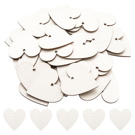 Pine & Linen 40pcs 2.4"/6cm Durable Wooden Ornaments, DIY Heart Cutouts with Hole Hanging Tags, Unfinished Craft Embellishments for Wedding Birthday Party Decorations/DIY Enthusiasts