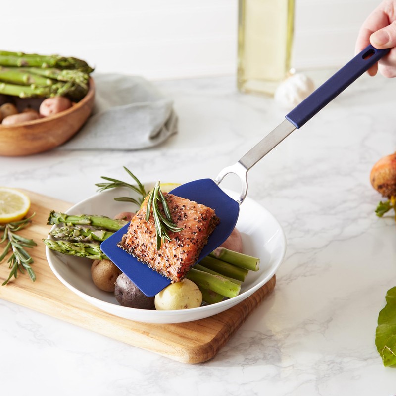 RSVP International Kitchen Tool Collection Flexible Nylon Spatula, Stainless Steel