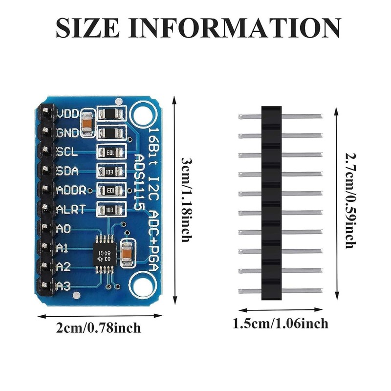Liyquint Analog to Digital ADC Module 16-Bit ADS1115 I2C 4-Channel