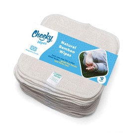 Cheeky Wipes - 25 Washable Bamboo Terry Cloth Wipes, 15x15cm Reusable White Pack, Perfect For Baby's Hands And Face, Absorbent, Super Soft And Naturally Anti-bacterial | Eco Friendly