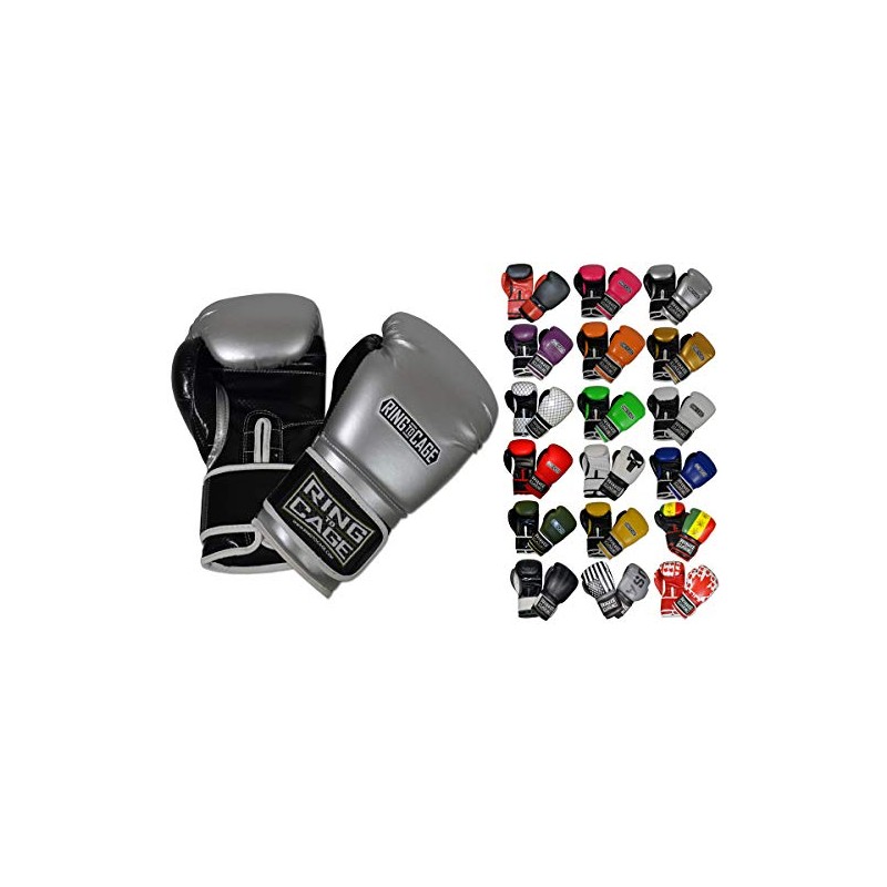 Gym Training Stand-Up Boxing Gloves (Silver/Black, Regular-12oz)