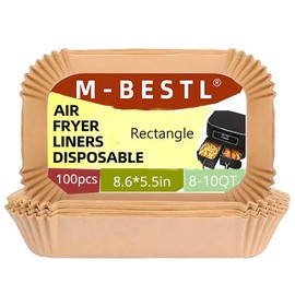 100 Pcs Air Fryer Parchment Paper Liners,8.6X5.5 In Rectangle Air Fryer Liners Disposable for Dual Basket 6-10 QT, DZ201-DZ401-DZ071 Air Fryer Frying,Baking,Roast