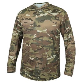 Tongcamo Camo Hoodie Long Sleeves Hunting Shirts for Men Quick Dry Performance UPF 50+ Hiking Fishing Shirt with Hood