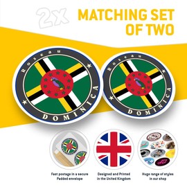2 x Heart Stickers 10 cm - Roseau Dominica Flag Map Fun Decals for Laptops,Tablets,Luggage,Scrap Booking,Fridges #5043