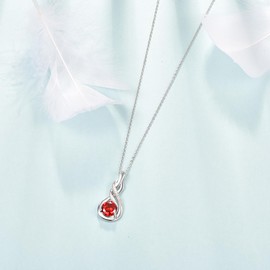 KINGWHYTE Infinity Necklace 925 Sterling Silver Infinity Teardrop Necklace Birthstone Pendant Necklace Jewellry Birthday Gifts for Women