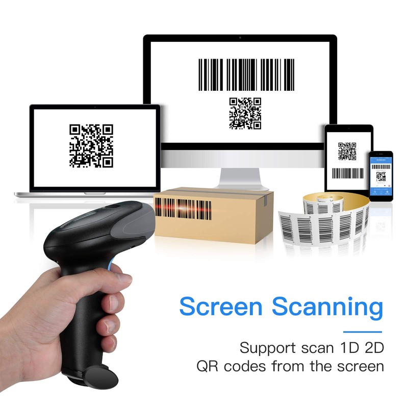 Eyoyo Wired 1D 2D Barcode Scanner with Gooseneck Stand Handsfree/USB