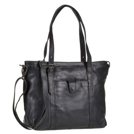 Bear Design Cow Lavato CL36739 Women's Leather Shopper Shoulder Bag Handbag 34 x 27 cm Black, black