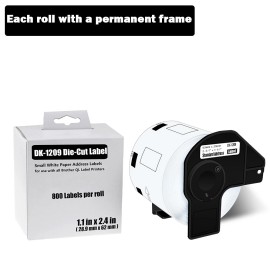 For Brother P-touch QL Printer DK-1209 Compatible Barcode Labels Replacement for Brother QL-500 2.4 in x 1.1 in - 1 ROLL-800 LABELS