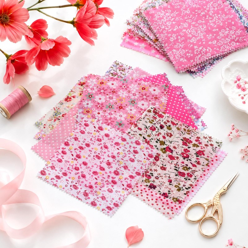 50 PCS Pink Charm Packs for Quilting 5 × 5