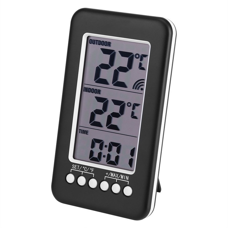 LCD Digital Temperaure Meter Thermometer Indoor Outdoor with Clock Temperature