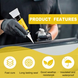 Scheibenkleber Auto,2 Stück Karosserie Dichtmasse Auto,KarosserieKleber Schwarz,Kleber für Türdichtung Auto,KFZ Dichtmasse Schwarz,Schnelle Aushärtung,Wasserdicht,Hochtemperatur,Gute Abdichtung,100ML