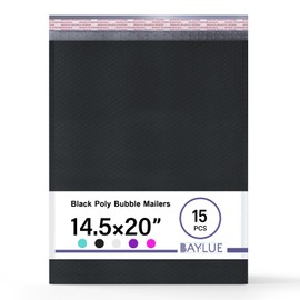 Black Poly Bubble Mailers 14.50x20 Inch #7 | Self Seal Large Padded Envelopes | Air Cushioned Bubble Mailer | Usable Size 14.25x19 Inch | Waterproof Lightweight Mailing Shipping Bags | 15 Pack
