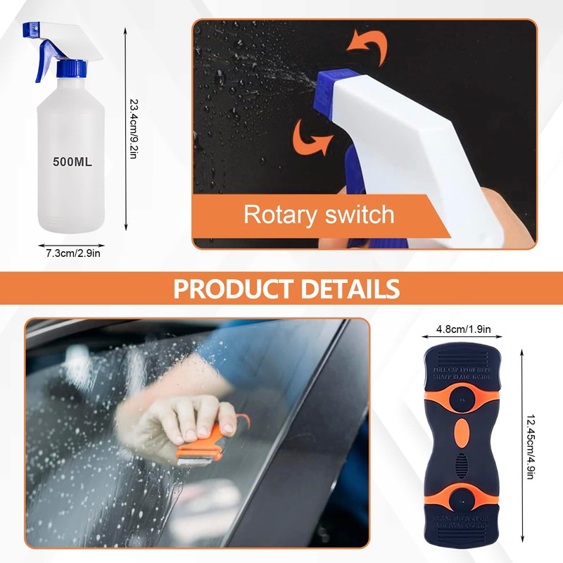19Pcs Car Window Tint Kit,Vehicle Glass Protective Film Wrapping Installation