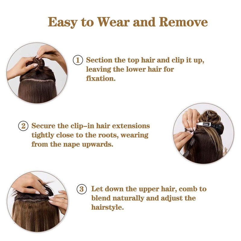 Black Clip in Wavy Hair Extension for Women Add Length(5Pcs