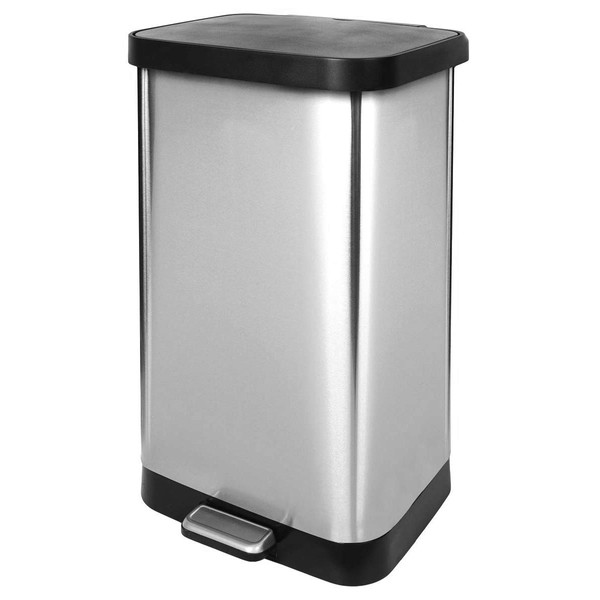 Glad Stainless Steel Step Trash Can with Clorox Odor Protection | Large Metal Kitchen Garbage Bin with Soft Close Lid, Foot Pedal and Waste Bag Roll Holder, 20 Gallon, Stainless