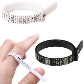 2 PCS Ring Size Ruler,Ring Sizer Measuring Tool Set Reusable Finger Size Gauge Measure Tool Jewelry Ring Sizing Tools,1-17 US Size Plastic Rings Size Tool for Jewelry Marking (Black&White),