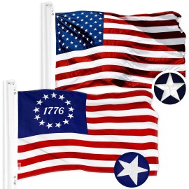 UD_G128 Combo Pack: American USA Flag 4x6 Ft & Betsy Ross 1776 Flag 4x6 Ft  Both ToughWeave Series Embroidered 300D Polyester, E
