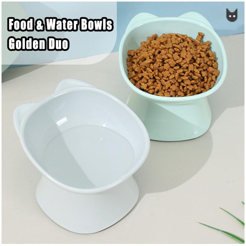 ​2 Psc Tilted Cute cat Food Bowls - 15° Whisker