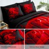 WONGS BEDDING Red Comforter Set Queen, Reversible Red Rose 7